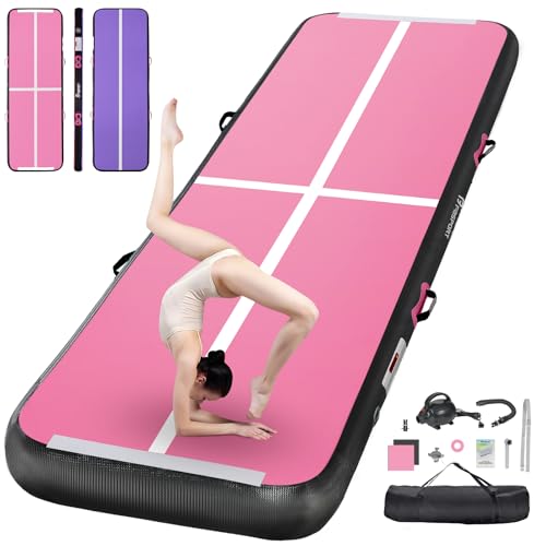 FBSPORT Airtrack Matte, 20cm Hoch Verdicken 3M Tumbling Matte,Gymnastikmatte mit Luftpumpe,Trainingsmatte mit Tragetasche,Turnmatte für Zuhause, Outdoor,Yoga von FBSPORT