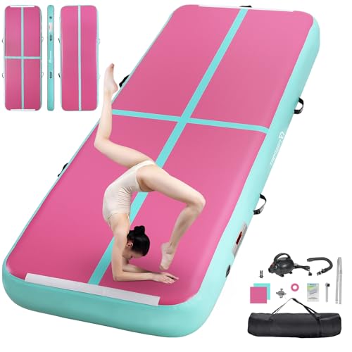 FBSPORT Airtrack Matte, 20cm Hoch Verdicken 3M Tumbling Matte,Gymnastikmatte mit Luftpumpe,Trainingsmatte mit Tragetasche,Turnmatte für Zuhause, Outdoor,Yoga von FBSPORT