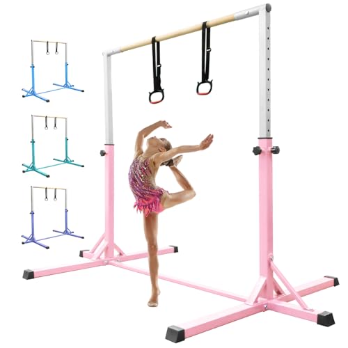 FBSPORT Gymnastikstange Kinder Gymnastics Bars for Kids mit 13 Höhenverstellbar, Turnreck Gymnastik Kinder Reck Reckanlage Turnstangen Horizontale Training Bar Trainingsgeräte Fitness Rosa von FBSPORT