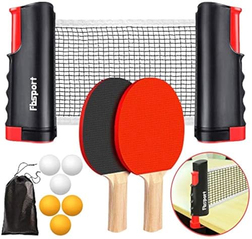 tischtennisnetz tischtennisnetze tischtennisschläger set kinder,Tischtennis Set, 2 Tischtennisschläger,6 Bälle,1 Tasche,1 ausziehbares Netz,Tischtennis-Set für Kinder Erwachsene von FBSPORT