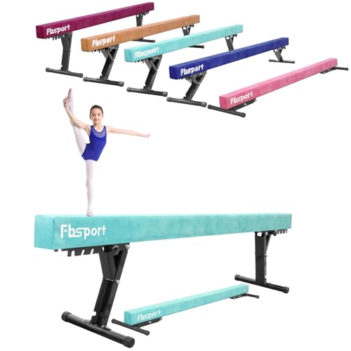 FBSPORT schwebebalken für zuhause schwebebalken Kinder schwebebalken höhenverstellbar Gymnastik Balance Beam 244CM, 5 Höhen Einstellbare High und Low Level Stabile Floor Beam Gym Trainingsgeräte Grün von FBSPORT