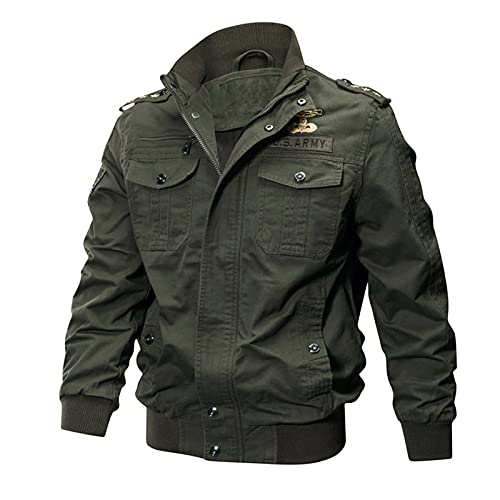FBYDLL Herren Warme Jeansjacke - Air Force Pilot Herbstjeans Mit Reißverschluss, Verdickung Lockere Passform Cowboy-Oberteil Mit Knöpfen, Plus Größe Outwear M - 6XL,Grün,3XL FBYDLL Herren Warme Jeansjacke - Air Force Pilot Herbstjeans Mit Reißverschluss, Verdickung Lockere Passform Cowboy-Oberteil Mit Knöpfen, Plus Größe Outwear M - 6XL,Grün,3XL von FBYDLL