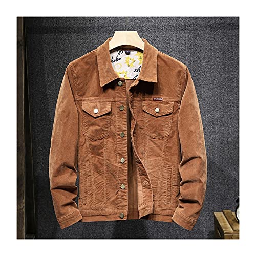 FBYDLL Lose Herren Jeansjacke-Einfarbige Cord-Herbst-Jeansmantel, Retro-Werkzeuge, Lange Ärmel, Geknöpftes Cowboy-Oberteil, Mit Taschen Für Teenager, Plus Größe S-4Xl, Braun, M FBYDLL Lose Herren Jeansjacke-Einfarbige Cord-Herbst-Jeansmantel, Retro-Werkzeuge, Lange Ärmel, Geknöpftes Cowboy-Oberteil, Mit Taschen Für Teenager, Plus Größe S-4Xl, Braun, M von FBYDLL