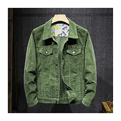 FBYDLL Lose Herren Jeansjacke-Einfarbige Cord-Herbst-Jeansmantel, Retro-Werkzeuge, Lange Ärmel, Geknöpftes Cowboy-Oberteil, Mit Taschen Für Teenager Plus Größe S-4Xl, Grün, XL FBYDLL Lose Herren Jeansjacke-Einfarbige Cord-Herbst-Jeansmantel, Retro-Werkzeuge, Lange Ärmel, Geknöpftes Cowboy-Oberteil, Mit Taschen Für Teenager Plus Größe S-4Xl, Grün, XL von FBYDLL