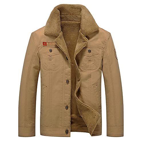 Herren Warme Jeansjacke - Herren Winter Dickes Fleece Brusttaschen Rodeo Gefütterter Jeansmantel Mode Herren Cowboy Top Verdicken Warme Winter Outwear Plus Größe Outwear M - 5XL,Khaki,4XL Herren Warme Jeansjacke - Herren Winter Dickes Fleece Brusttaschen Rodeo Gefütterter Jeansmantel Mode Herren Cowboy Top Verdicken Warme Winter Outwear Plus Größe Outwear M - 5XL,Khaki,4XL von FBYDLL