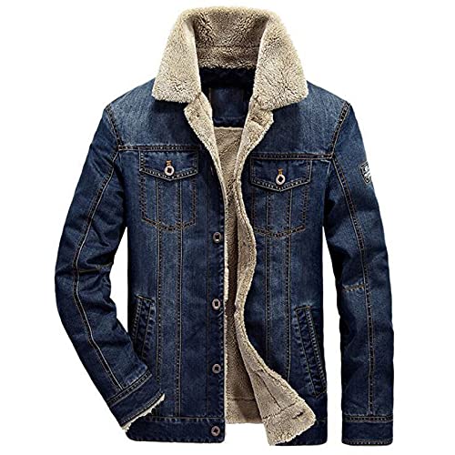 Herren Warme Jeansjacke - Herren Winter Dickes Fleece Brusttaschen Rodeo Gefütterter Jeansmantel Mode Herren Cowboy Top Verdicken Warme Winter Outwear Übergröße Outwear M - 5XL,Dunkelblau,XL Herren Warme Jeansjacke - Herren Winter Dickes Fleece Brusttaschen Rodeo Gefütterter Jeansmantel Mode Herren Cowboy Top Verdicken Warme Winter Outwear Übergröße Outwear M - 5XL,Dunkelblau,XL von FBYDLL