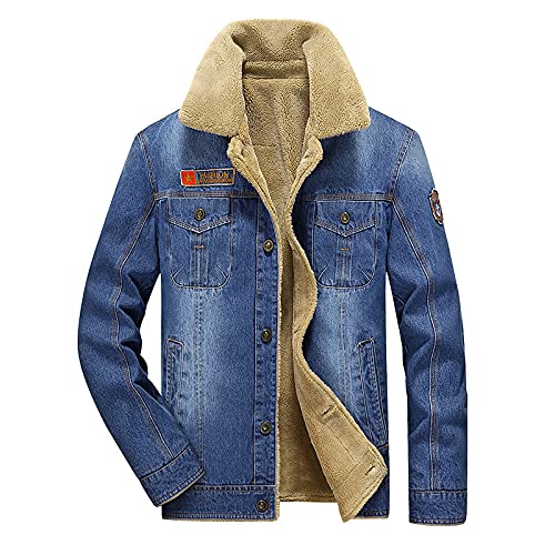 Herren Warme Jeansjacke - Herren Winter Dickes Fleece Brusttaschen Rodeo Gefütterter Jeansmantel Mode Herren Cowboy Top Verdicken Warme Winter Outwear Übergröße Outwear M - 5XL,Hellblau,5XL Herren Warme Jeansjacke - Herren Winter Dickes Fleece Brusttaschen Rodeo Gefütterter Jeansmantel Mode Herren Cowboy Top Verdicken Warme Winter Outwear Übergröße Outwear M - 5XL,Hellblau,5XL von FBYDLL