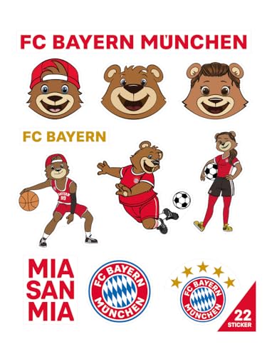 FC Bayern München 2er Set Aufkleberbogen - Maskottchen - Aufkleber Set mit 22 Stickern FCB von FC Bayern München