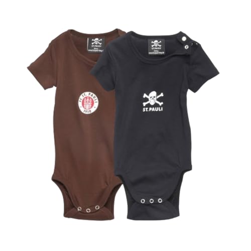 FC St. Pauli Baby Body-Set Totenkopf Schwarz + Logo Braun FCSP Fanartikel (Schwarz/Braun, 74/80) von FC St. Pauli