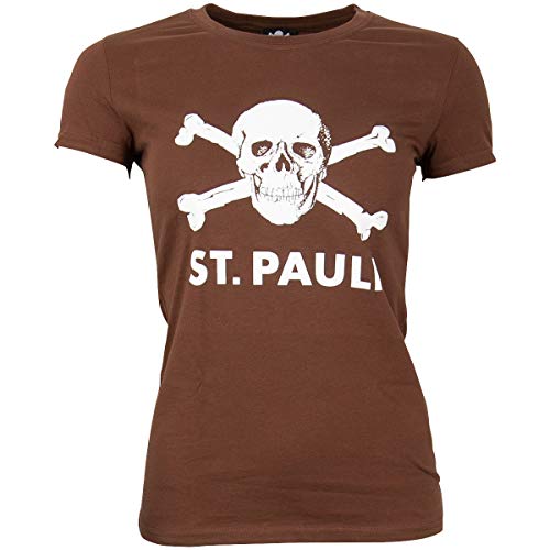 FC St. Pauli Damen Girly T-Shirt Totenkopf groß braun (S) von FC St. Pauli