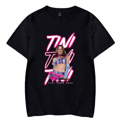 FCJKMNM Tini Stoessel T Shirt Klassische Hip Hop Lustige Sommer Tops Fan Lässiges Straßen-T-Shirt Rundhalsausschnitt Lose Kurzarm Teen Unisex XXS-4XL-Black||XXS von FCJKMNM