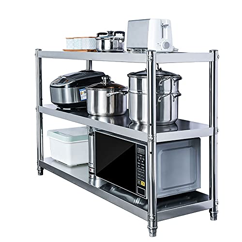 FDTMGW Edelstahl 3 -Tier -Regalregal für Küchenbüro und Garage Aufbewahrung kommerzieller Stehschelfeinheit Display Rack (Silber 60 cm) von FDTMGW