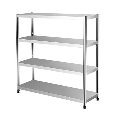 FDTMGW Einstellbare 4 -stufige Edelstahl -Garage -Speicherregale Einheit Heavy Duty Nization Rack für Küchenlager Pantry und Büro Silber 27,6 x 133,8 x 47,2 Zoll von FDTMGW