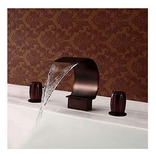 FDTMGW Waschbeckenarmaturen mit Wasserfall-Effekt und breitem Auslauf, Doppelgriff-Waschtischarmatur für Hotels von FDTMGW