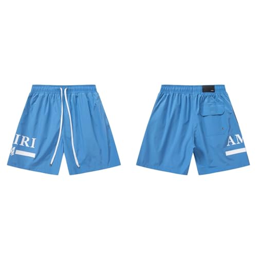 FDTURES 2024 Paar Sportshorts Ami Gravierte Film Buchstaben Print Männer Minimalistische Elastische Kordelzug Fünfviertel Shorts-color2||S von FDTURES