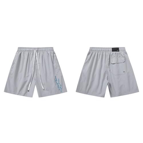 FDTURES 2024 Paar Sportshorts Ami Gravierte Film Buchstaben Print Männer Minimalistische Elastische Kordelzug Fünfviertel Shorts-color6||S von FDTURES