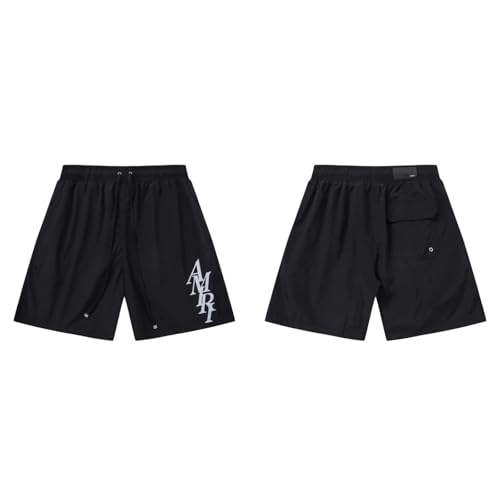 FDTURES 2024 Paar Sportshorts Ami Gravierte Film Buchstaben Print Männer Minimalistische Elastische Kordelzug Fünfviertel Shorts-color7||L von FDTURES