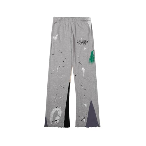 FDTURES 24ss Trendy Galle Hand Gezeichnete Tinte Splashing Graffiti Herstellung Alte Casual Hosen Für Männer Und Frauen High Street Trompete Hosen-color1||S von FDTURES