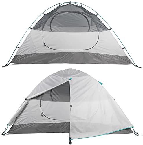 FE Active Zelt für 2 Personen - Vollständig Wasserdicht, Eingehakten Aluminiumstangen, Doppellagigem Anti-Rip Material für 3-4 Jahreszeiten, Camping Rucksackreisen Wandern | Entworfen in Kalifornien von FE Active