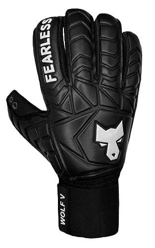 FEARLESS GOALKEEPERS Wolf V Torwarthandschuhe - Atmungsaktive Fußball-Handschuhe mit Fingerprotektion, Rutschfester Griff, Rollfinger-Schnitt und Abnehmbare Schienen – Für Erwachsene und Kinder von FEARLESS GOALKEEPERS