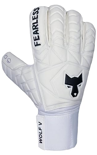 FEARLESS GOALKEEPERS Wolf V Torwarthandschuhe - Atmungsaktive Fußball-Handschuhe mit Fingerprotektion, Rutschfester Griff, Rollfinger-Schnitt und Abnehmbare Schienen – Für Erwachsene und Kinder von FEARLESS GOALKEEPERS