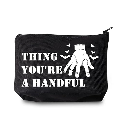 FEELMEM Thing Hand Make-up-Tasche Thing You're a Handful Kosmetiktasche Horrorfilm Fans Geschenk Addams Movie Merchandise, beige, Einheitsgröße, Make-up-Tasche von FEELMEM