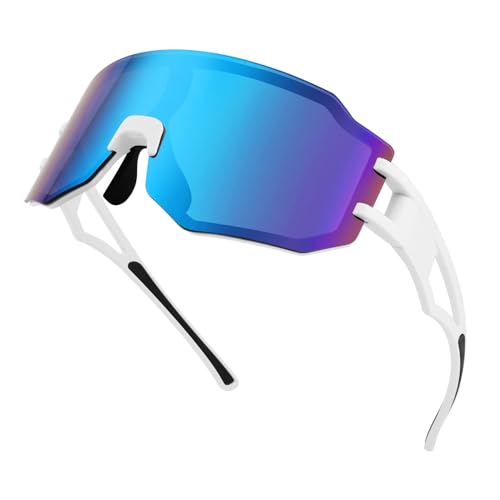 FEISEDY Sport Sonnenbrille für Herren Futuristische Sportbrille Damen Verspiegelte Fahrradbrille UV Schutz Radsportbrillen für Outdooraktivitäten B2867 von FEISEDY