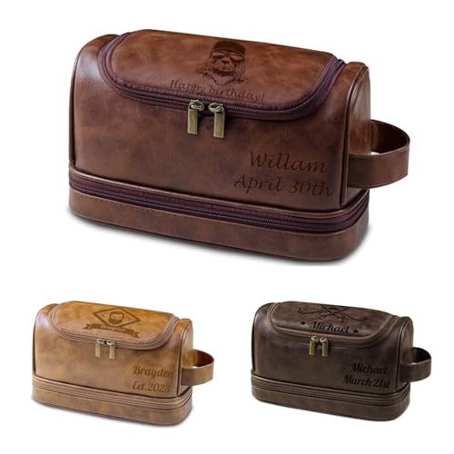 Personalisiertes Geschenk zum Vatertag,Herren Kulturtasche mit Namen,Personalisierte tragbare Kulturtasche,PU Leder Herren Reisetoilettenbeutel,Geschenk für Weihnachten, Geburtstag Personalisiertes Geschenk zum Vatertag,Herren Kulturtasche mit Namen,Personalisierte tragbare Kulturtasche,PU Leder Herren Reisetoilettenbeutel,Geschenk für Weihnachten, Geburtstag von FENGHUO