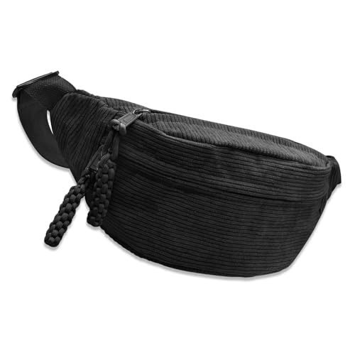 Bauchtasche Cord Damen Umhängetasche Cord mit Schultergurt Einstellbar Modische Cord-Hüfttasche Schwarz Freizeit Sport Hüfttaschen Crossbody Bag Unisex für Damen, Herren Bauchtasche Cord Damen Umhängetasche Cord mit Schultergurt Einstellbar Modische Cord-Hüfttasche Schwarz Freizeit Sport Hüfttaschen Crossbody Bag Unisex für Damen, Herren von FENGQQKJ