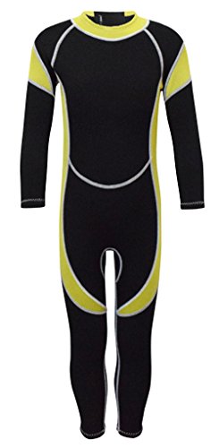 FEOYA Baby Jungen Tauchanzug 2mm Neopren Weich Atmungsaktiv Langlebig Sommer Strand Schwimmen Body 1-2T Gelb von FEOYA