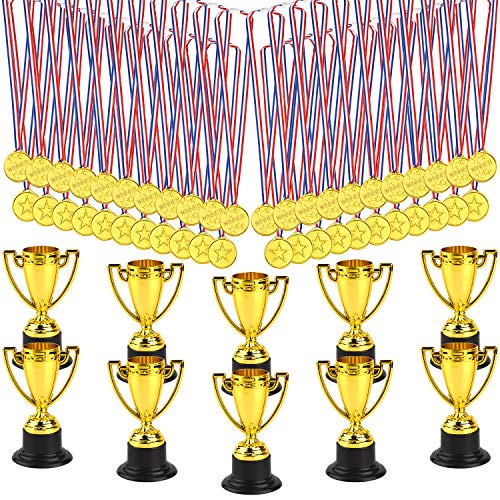 FEPITO 50 teiliges Trophäen Medaillenset, 10-teiliger Goldplastikpokal und 40-teiliges Gewinnergold für Kid Party Sports Awards FEPITO 50 teiliges Trophäen Medaillenset, 10-teiliger Goldplastikpokal und 40-teiliges Gewinnergold für Kid Party Sports Awards von FEPITO