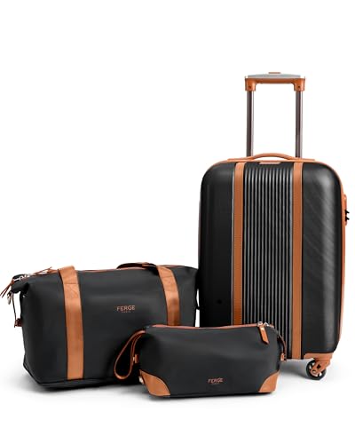 FERGÉ Handgepäck Koffer Set 3 teilig Kabinenkoffer Hartschale 55 x 40 x 22 cm + Reisetasche + Kulturbeutel - Reisekoffer Kabinen-Trolley 4 Rollen, Reisen leicht schwarz FERGÉ Handgepäck Koffer Set 3 teilig Kabinenkoffer Hartschale 55 x 40 x 22 cm + Reisetasche + Kulturbeutel - Reisekoffer Kabinen-Trolley 4 Rollen, Reisen leicht schwarz von FERGÉ
