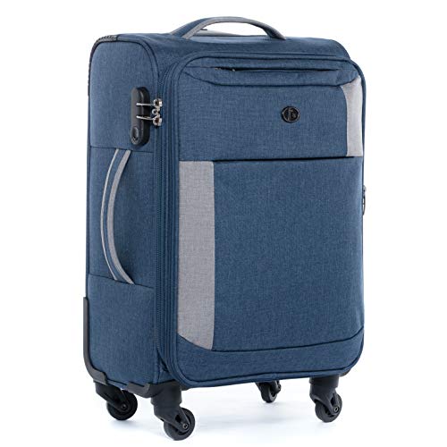 FERGÉ Handgepäck-Koffer erweiterbar Saint-Tropez Bordgepäck-Trolley Weichschale 55 cm erweiterbar Stoffkoffer Kabinentrolley 4 Rollen Stretch-Flex grau von FERGÉ