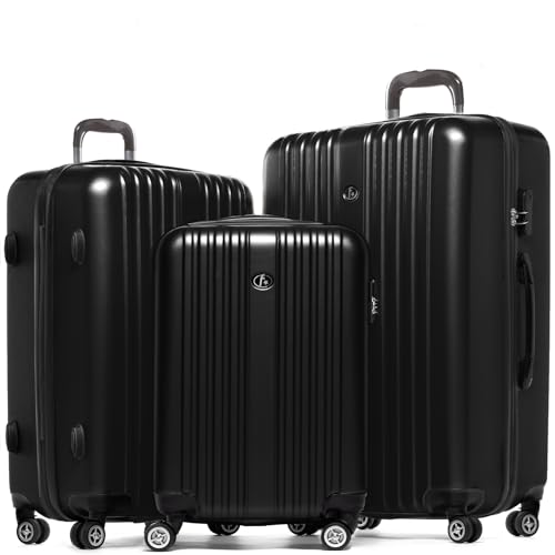 FERGÉ Kofferset 3 teilig Hartschale Toulouse Reisekoffer Trolley-Set (Handgepäck, L, XL) 3er Set Hartschalenkoffer Roll-Koffer 4 Rollen 100% ABS schwarz von FERGÉ