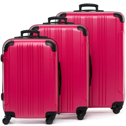 FERGÉ Premium Kofferset 3-teilig: 28", 24" & Handgepäck Koffer in einem Set, sehr robuste Reisekoffer mit 4 sanften Rollen & Schutzecken, Hartschalen-Koffer Set 3-teilig pink FERGÉ Premium Kofferset 3-teilig: 28", 24" & Handgepäck Koffer in einem Set, sehr robuste Reisekoffer mit 4 sanften Rollen & Schutzecken, Hartschalen-Koffer Set 3-teilig pink von FERGÉ