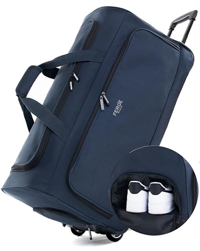 FERGÉ Reisetasche mit Rollen Paris | Separates Schuhfach Weichgepäck Trolley Reisetasche Weekender Paris 90 Liter, Navy FERGÉ Reisetasche mit Rollen Paris | Separates Schuhfach Weichgepäck Trolley Reisetasche Weekender Paris 90 Liter, Navy von FERGÉ