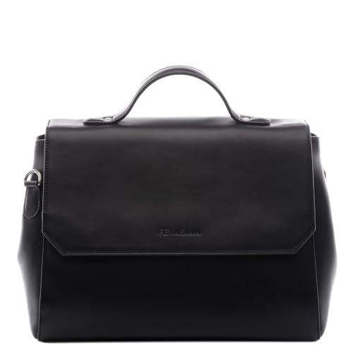 FEYNSINN Business-Tasche echt Leder - 13 Zoll Laptoptasche Ellen - Aktentasche Damentasche mit Laptop-Fach - Ledertasche Damen schwarz handgefertigt von FEYNSINN