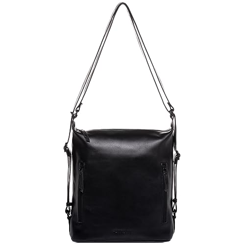 FEYNSINN Crossbody Bag & Rucksack echt Leder - Rucksack AYA - Umhängetasche Damentasche mit Schultergurt - Ledertasche Damen schwarz handgefertigt von FEYNSINN