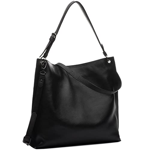 FEYNSINN Hobo Bag echt Leder - Beuteltasche Juna - Schultertasche Damentasche mit Schultergurt - Ledertasche Damen schwarz handgefertigt FEYNSINN Hobo Bag echt Leder - Beuteltasche Juna - Schultertasche Damentasche mit Schultergurt - Ledertasche Damen schwarz handgefertigt von FEYNSINN