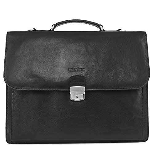 FEYNSINN große Aktentasche echt Leder - 15.4 Zoll Laptop Business-Tasche Emilio XL - Arbeitstasche Laptoptasche Herrentasche mit Laptop-Fach - Ledertasche Herren schwarz handgefertigt von FEYNSINN