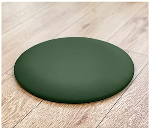 FFENFRYOU PU imitiert Ledersitze, Runde Kissen, Rundes, rutschfestes Stuhlkissen, Rundes Sitzkissen for Küche und Esszimmer(Pitch Green,40cm) von FFENFRYOU