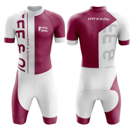 2025 Herren Fahrrad Skinsuit,Triathlon Anzug Herren Herren Radsportanzug gepolstert einteilig Trisuit Bike Top Short Trisuit Einteiler für Wettkampf Mit 3D-Kissen Run, Cycle, Swim (Q4,4XL) von FFFF & OLFEH