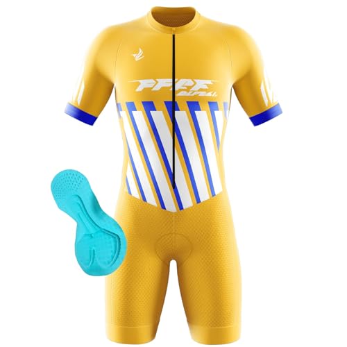 2025 Herren Fahrrad-Skinsuit Triathlon Anzug Herren Herren Radsportanzug gepolstert einteilig Trisuit Bike Top Short Trisuit Einteiler (Q9,M) von FFFF & OLFEH