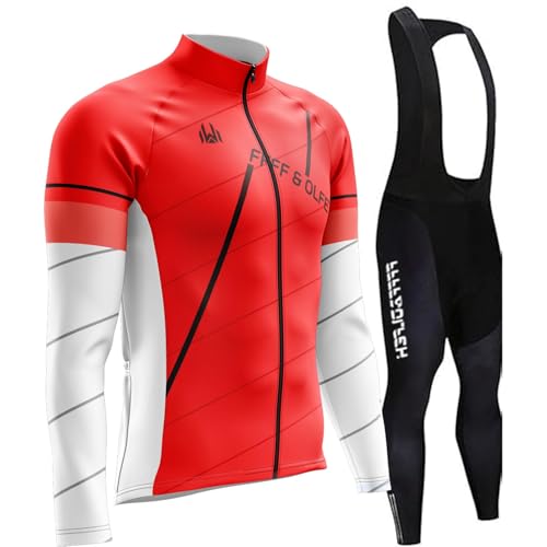 Bike Wear Cycling Jersey Mens Long Sleeve Set Breathable Quick Dry Bike Shirt bib Shorts Cycling Suits Classic Cycling Clothing (6,M) von FFFF & OLFEH