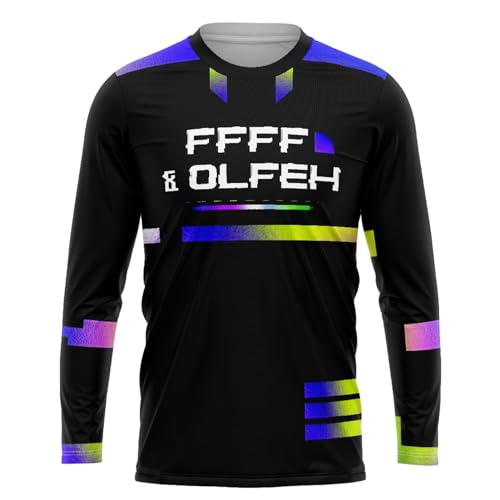 FFFF & OLFEH Herren Radtrikot Fahrradtrikot Langarm, Fahrradbekleidung Fahrrad Trikot T Shirt für Männer Für MTB Rennrad/Multisport/Fitness,MTB Trikot T Shirt (TO8,XXL) von FFFF & OLFEH