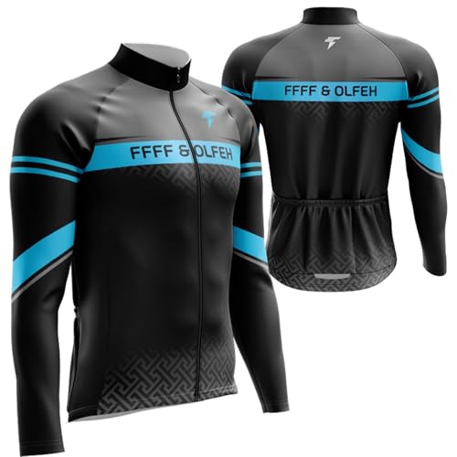 FFFF & OLFEH Herren Radtrikot Fahrradtrikot Langarm,Thermo-Radtrikot, Fahrradbekleidung Fahrrad Trikot T Shirt für Männer,Winter-Radanzug, Fahrrad-Shirt, Fahrradtrikot (5,L) von FFFF & OLFEH