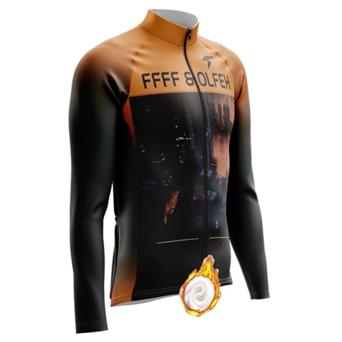 FFFF & OLFEH Herren Radtrikot Fahrradtrikot Langarm Rennrad Trikot Fahrrad Shirt Fahrradbekleidung Radshirt für Männer Radtrikot Pro Winter Fleece Radsport -Trikots Shirts (1,L) von FFFF & OLFEH