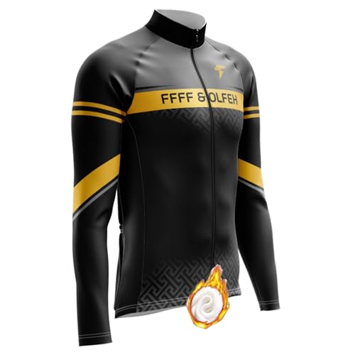 FFFF & OLFEH Herren Radtrikot Fahrradtrikot Langarm Rennrad Trikot Fahrrad Shirt Fahrradbekleidung Radshirt für Männer Radtrikot Pro Winter Fleece Radsport -Trikots Shirts (11,4XL) von FFFF & OLFEH