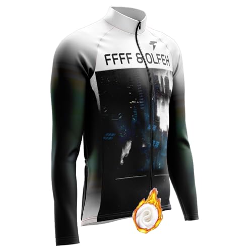 FFFF & OLFEH Herren Radtrikot Fahrradtrikot Langarm Rennrad Trikot Fahrrad Shirt Fahrradbekleidung Radshirt für Männer Radtrikot Pro Winter Fleece Radsport -Trikots Shirts (8,S) von FFFF & OLFEH