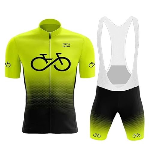 Herren Radtrikot Set Fahrrad Kurzarm Set mit 9D gepolsterten Trägerhosen MTB Rennrad Fahrradtrikot Fahrrad Shirts Bib Atmungsaktiv Schnell Trocknend für Radfahren MTB Jogging (Grün B,XL) Herren Radtrikot Set Fahrrad Kurzarm Set mit 9D gepolsterten Trägerhosen MTB Rennrad Fahrradtrikot Fahrrad Shirts Bib Atmungsaktiv Schnell Trocknend für Radfahren MTB Jogging (Grün B,XL) von FFFF & OLFEH